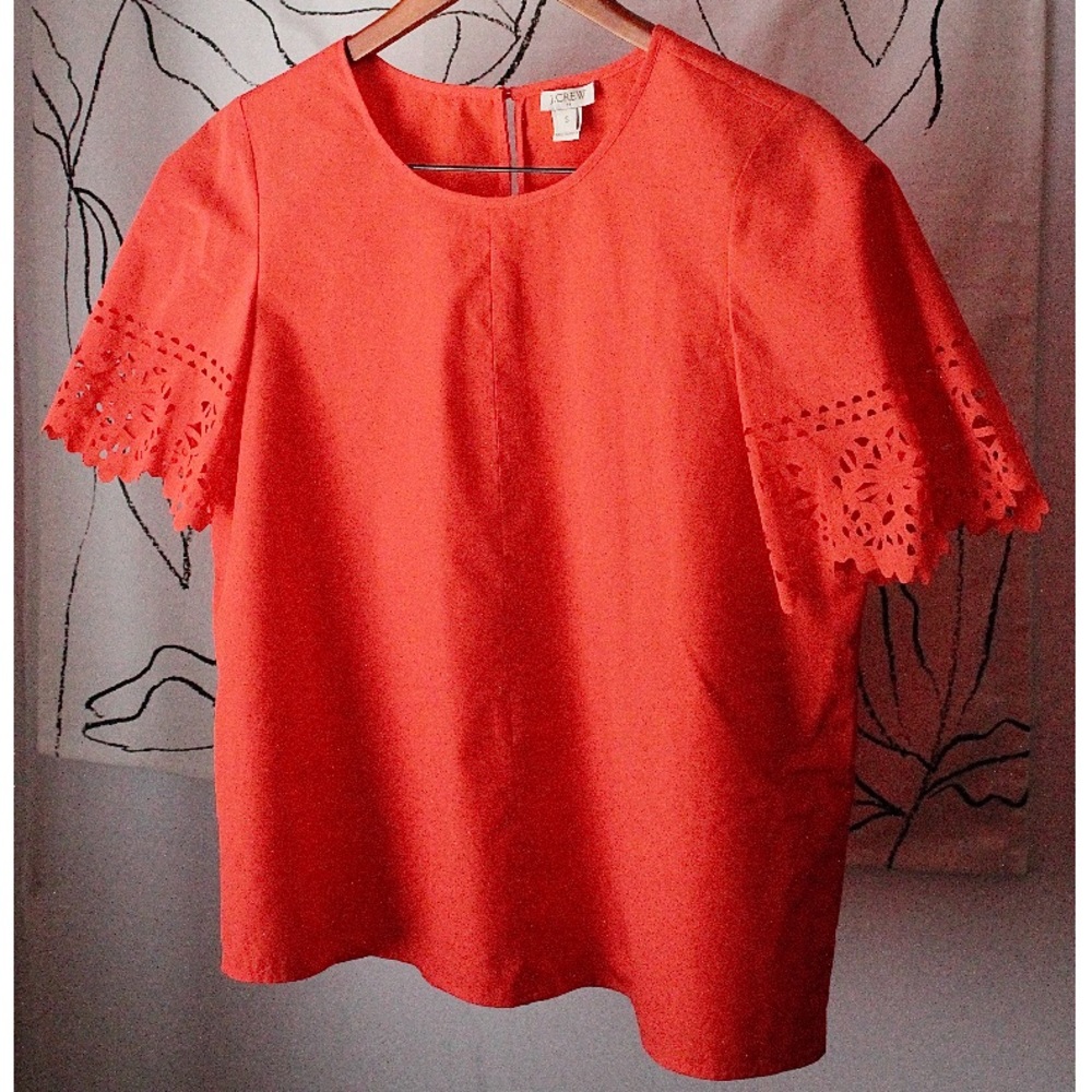 J. Crew Short sleeve Orange Top. Like new.